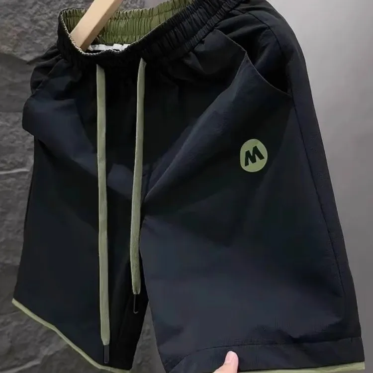 

Ice Silk Qui Dry Thin Men's orts Casual Loose Fit Breathable Cool Feeling for Working Lightweight Summer Five-Quarter Pants