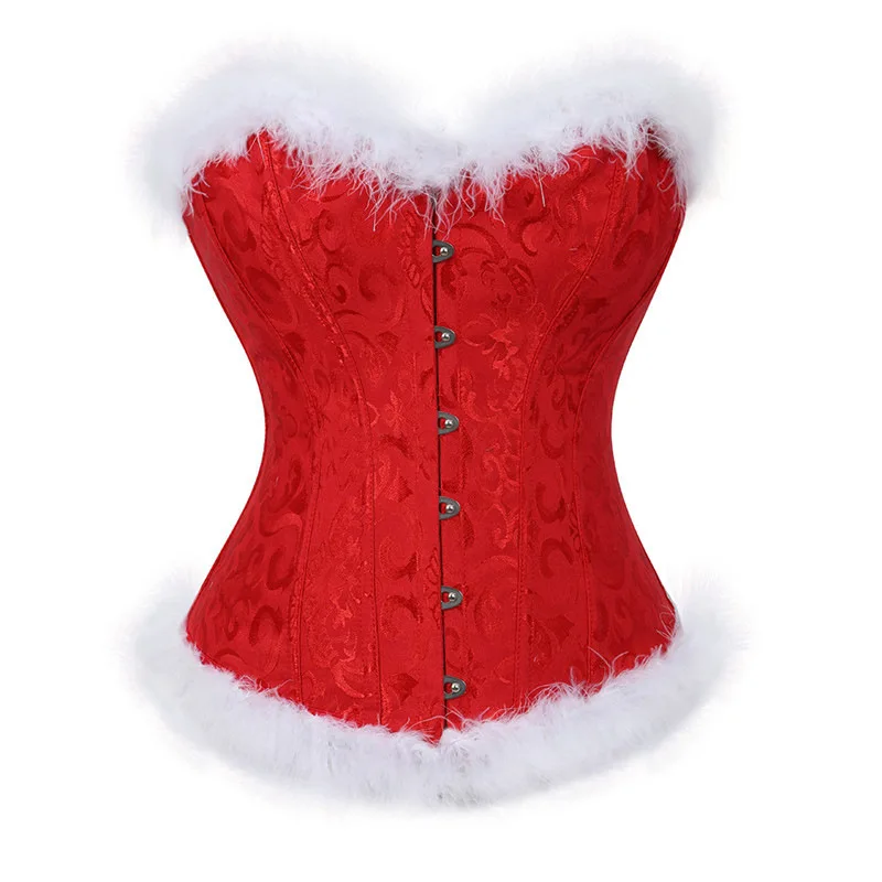 Christmas Corset Tops Women's Sexy Jacquard Bustier Overbust Korset Slim Waist Training Cincher Plus Size Corsets Bodyshaper Top