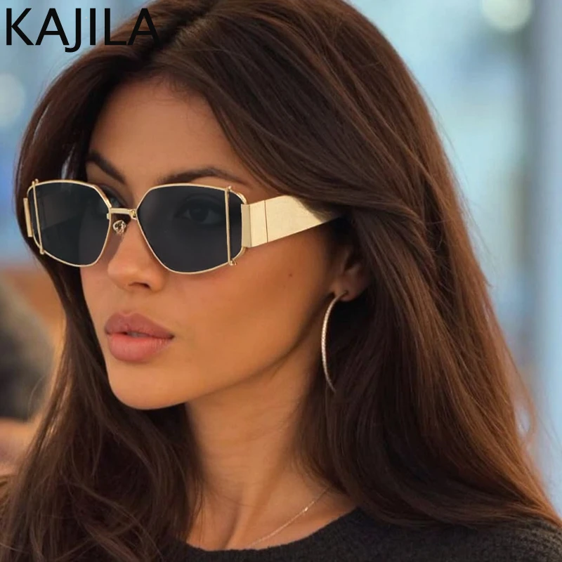 

Y2K Punk Small Rectangle Sunglasses Women 2025 Luxury Brand Fashion Steampunk Metal Irregular Sunglass For Ladies Shades UV400