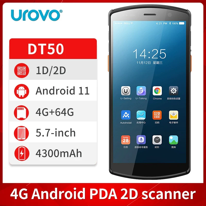 Android 11 Urovo Dt50 Android Pda Unidimensional Bidimensional Coletor de Dados Portátil Armazém Logística Inventário Digitalização