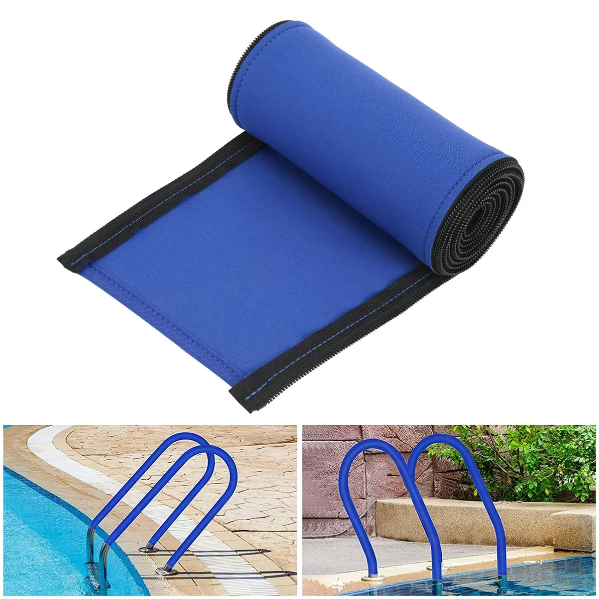 Pool Railing Covers-4 Feet Zippered Swimming Pool Handrail Covers-Hand Grip Rail Slip Cover for Pool Ladder Handles