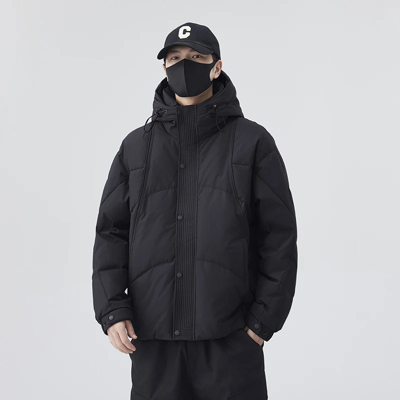 

New National Stand Men's Bla down Jaet Warm Hooded Anti-Cold Sli Lightweight Luxury Outerwear Trendy Parka Coat