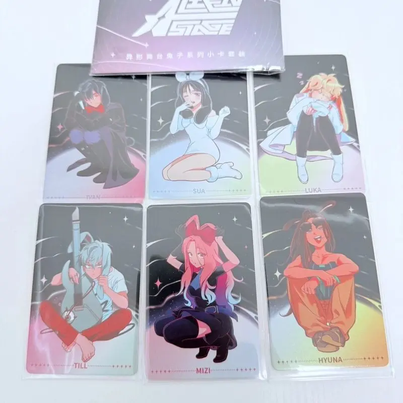 Set di carte fotografiche Alien Stage Rabbit Mizi/Sua/Ivan 6 caratteri completi olografici 5,5x8,5 cm Periferiche da collezione per i regali dei fan
