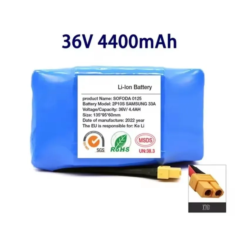 For Self‑Balancing Scooter Battery 36V 4.4/6/7/12Ah XT60 Plug Hoverboard Lithium‑ion Replacement Battery