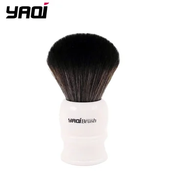 Yaqi-cepillo de afeitar de pelo sintético negro con mango blanco y nudo de 30mm de tamaño