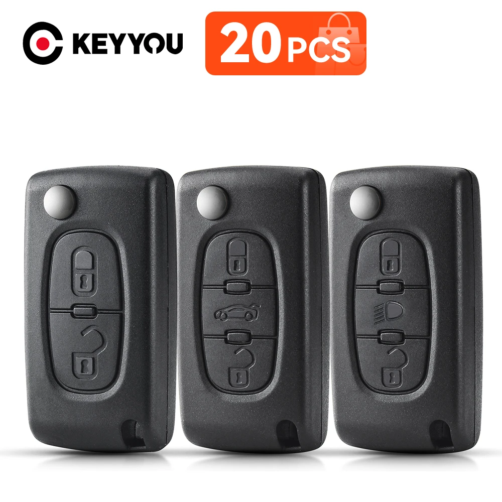 

KEYYOU 20PCS Remote Flip Car Key Shell Case For Peugeot 107 207 407 307 307S 308 407 607 807 For Citroen C4 C5 C3 Berlingo Xsara