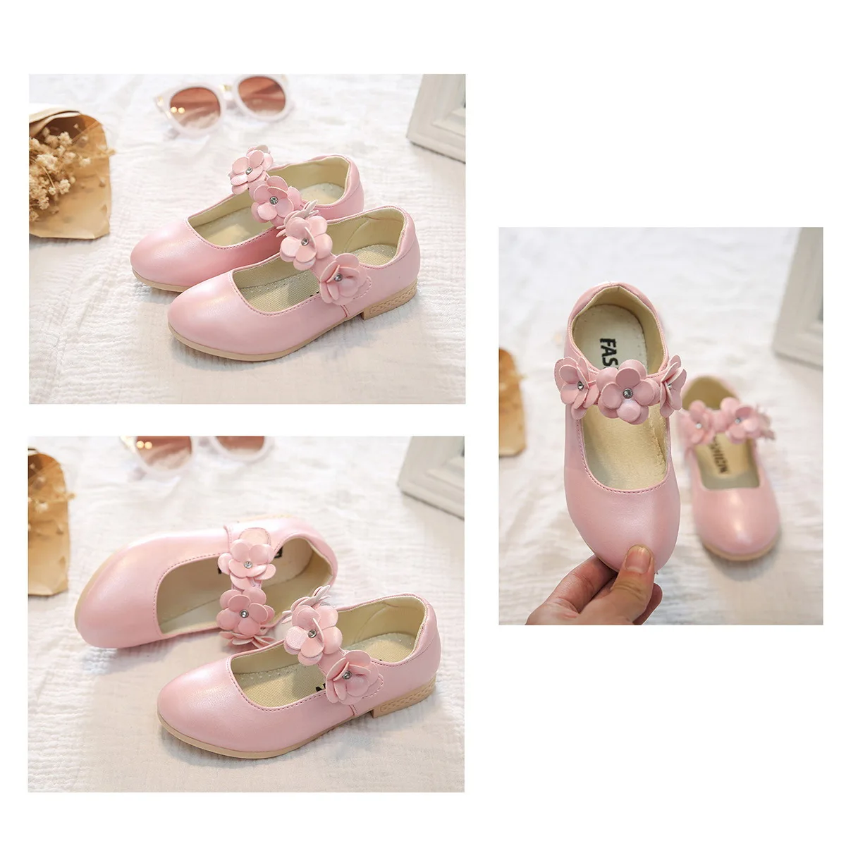 

1Pair Princess Shoes Kids Sole Shoes Fashion Flower Design Breathable Comfortable Lightweight Non-Slip for Daily Walking