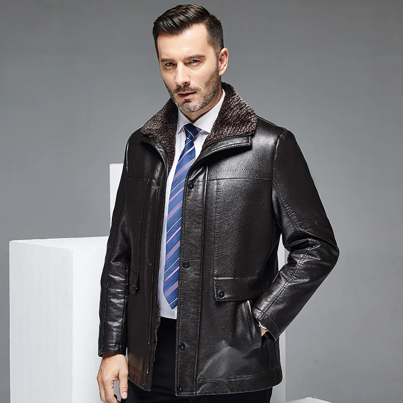 

Winter Men's Dad Outfit, Middle-aged and Elderly, Thickened Lapel Cotton Jacket