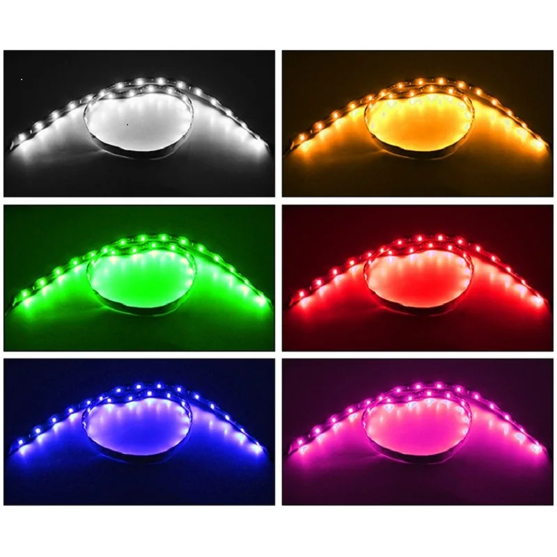 2PCS Car Ambient Decorative LED Strip Light Auto DRL Styling Flexible Atmosphere Lights 12V 15 SMD 30CM White Red Yellow Bule