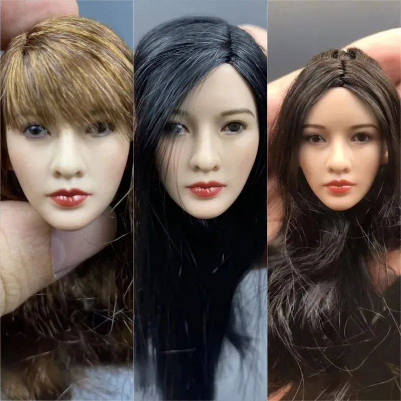 

1/6 Scale Chinese Beauty Girl Head Carving Crystal Liu Jing Tian Liu Yan Head Played Model for 12in Action Figure Collections