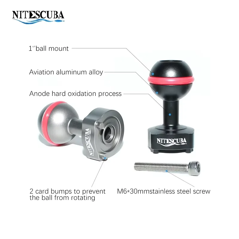Nitescuba mergulho 2 furos clipe giratório gopro bola montagem titular borboleta braçadeira luz estroboscópica suporte adaptador fotografia