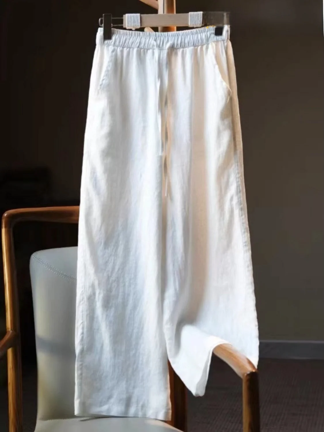 Lente Zomer Casual Katoen Linnen Wijde Pijpen Broek Dames Losse Rechte Broek Veelzijdige Comfortabele Casual Broek