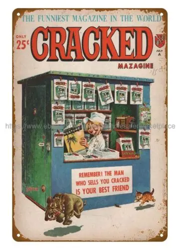 1965 Cracked Magazine Cover Art metal tin sign bathroom wall decor signs