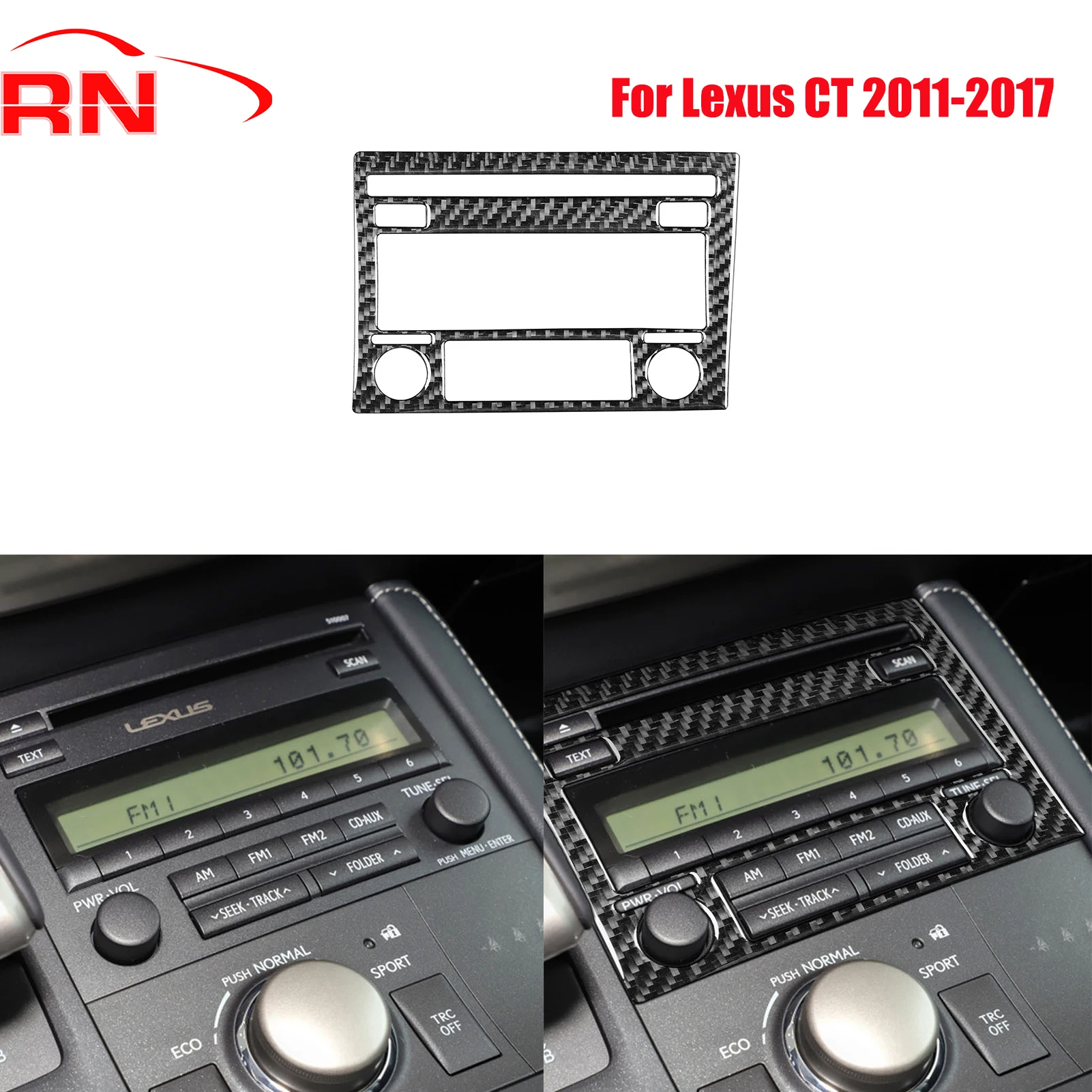 

Для Lexus CT 2011-2017 модифицированная автомобильная CD-панель из углеродного волокна, аксессуары для интерьера, черная декоративная наклейка для фортепиано
