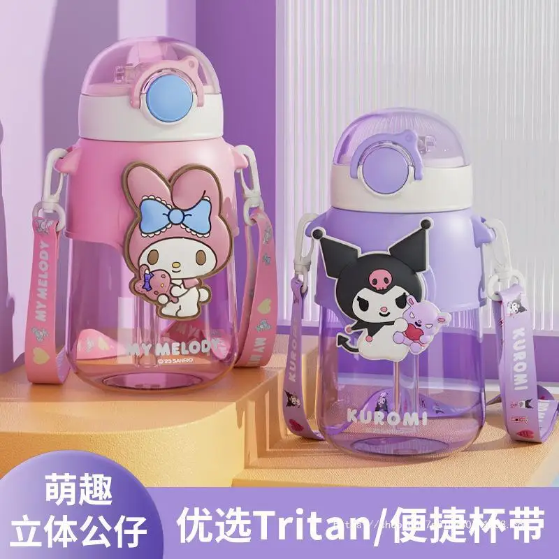 Sanrio Kuromi dibujos animados de gran capacidad taza de agua para niños chica taza de vientre grande estudiante tritan taza de plástico gran oferta Anime de verano