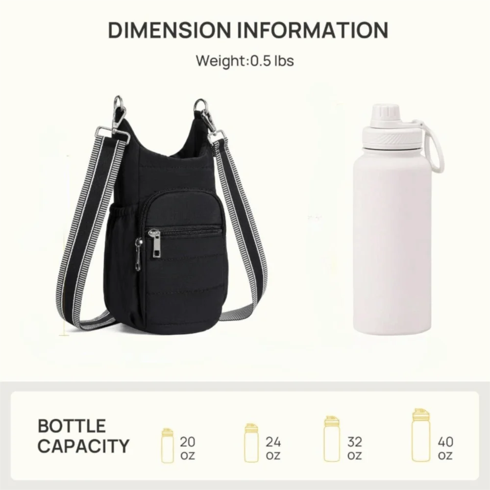 Adjustable Strap Water Bottle Holder Card Pockets Phone Pocket Crossbody Bags Hands-Free Water Bottle Sling Bag Cycling