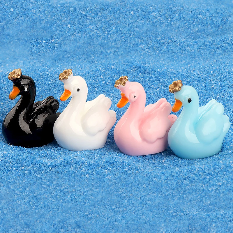 Mini Resin Luminous Swan Accessories Micro Landscape DIY Miniature Home Decor Garden Miniature Terrarium Ornament Statue