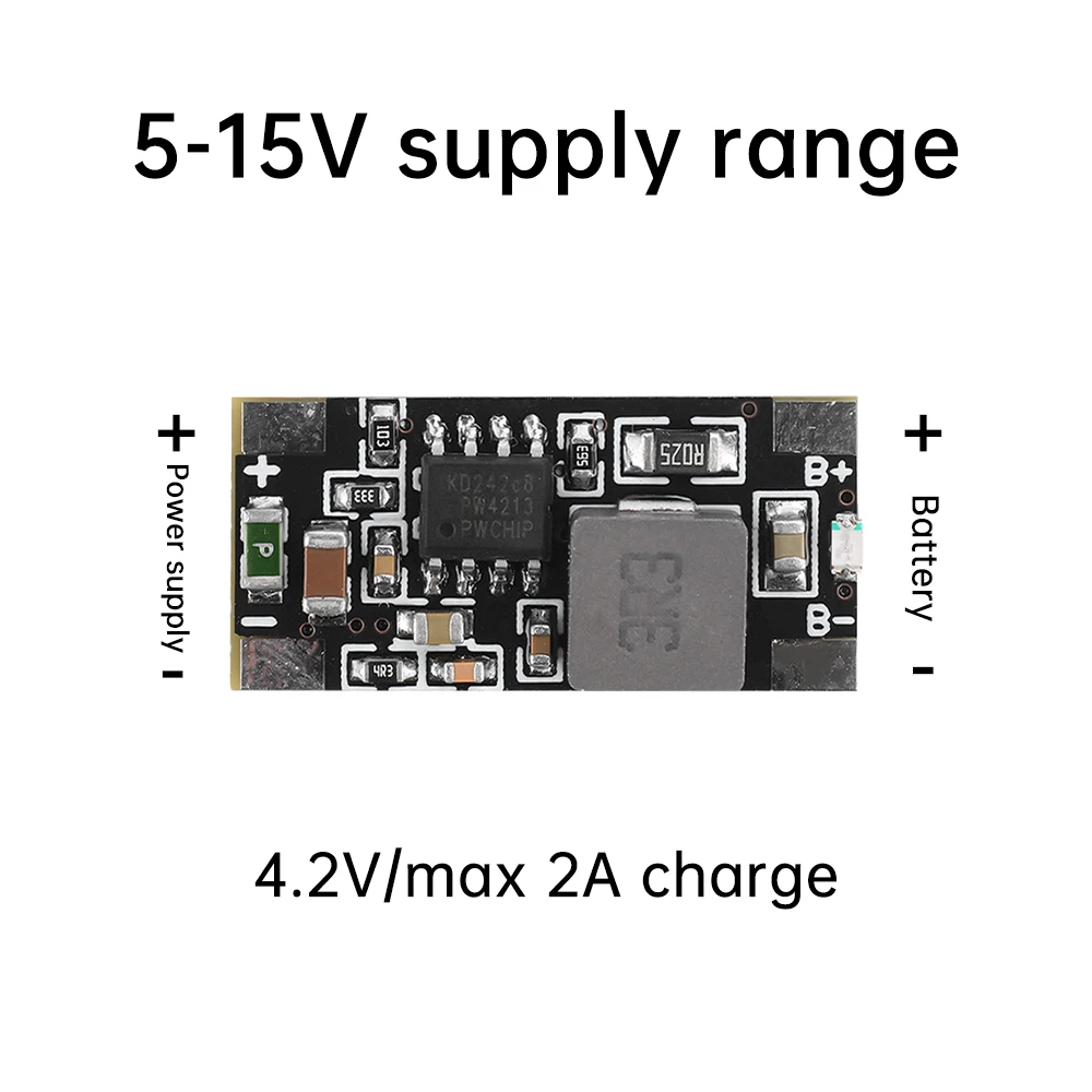 DC5-15V To 4.2V 18650 21700 Lithium Battery Charging Module With Charging Indicator Light High Current for 9V 12V 15V 2A