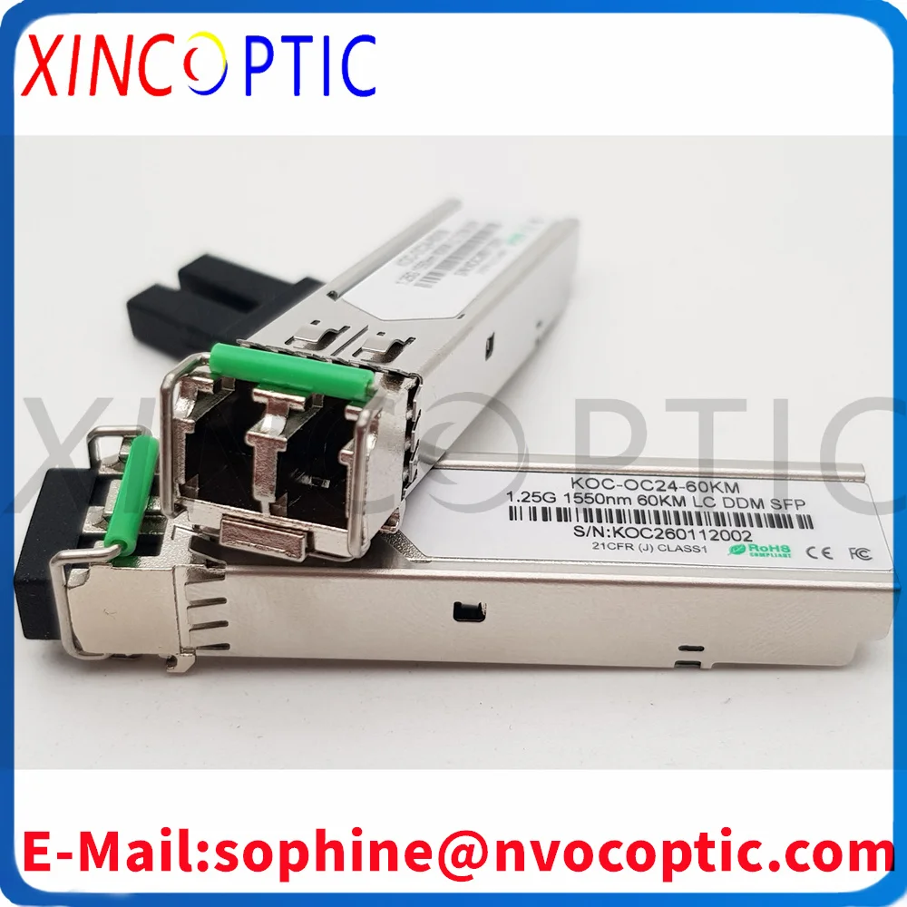 1.25G Single Mode  1PCS Dual Fiber 1550nm 60KM LC SFP  Module Compatible With D-Link/TP-Link/Cisco Code