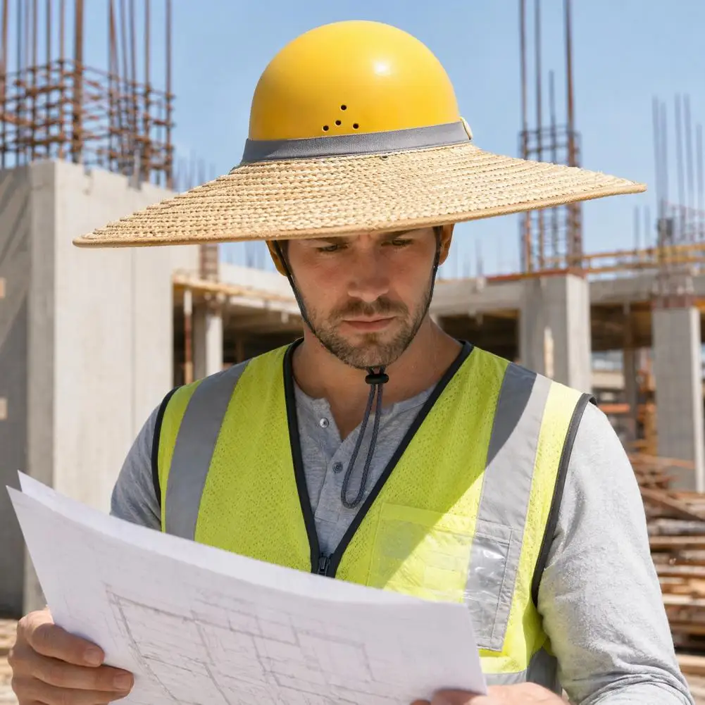 Construction Sun Protection Hat Brim Universal Hard Hat Brim Hard Hat Visor Replacement Full Brim Woven Shade for Standard