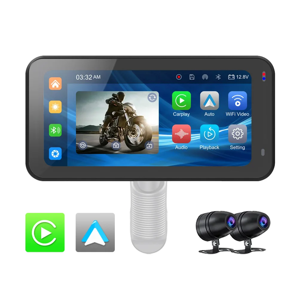 

6.25 Inch Wireless Carplay Android AUTO Display Screen Motorcycles Gps Navigator Auto Gps Bt Waterproof Camera