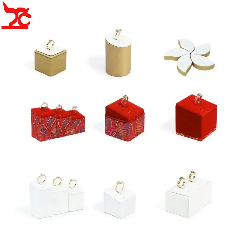 Pu Leather Multi-Shaped Ring Display Holder Useful Organizer Showcase Props for Retail Shop Counter Ring Display Rack