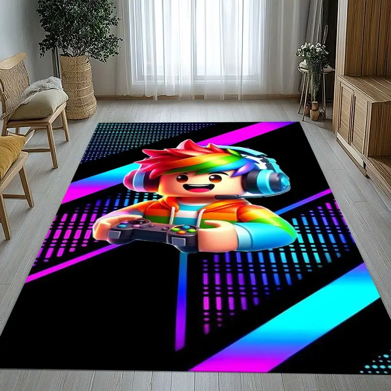 UGC Style R-Robloxs Game Cartoon Soft Non-Slip Large Area Rug for Living Room,Bedroom Playroom Carpet Mat for Sofa,Home Decor