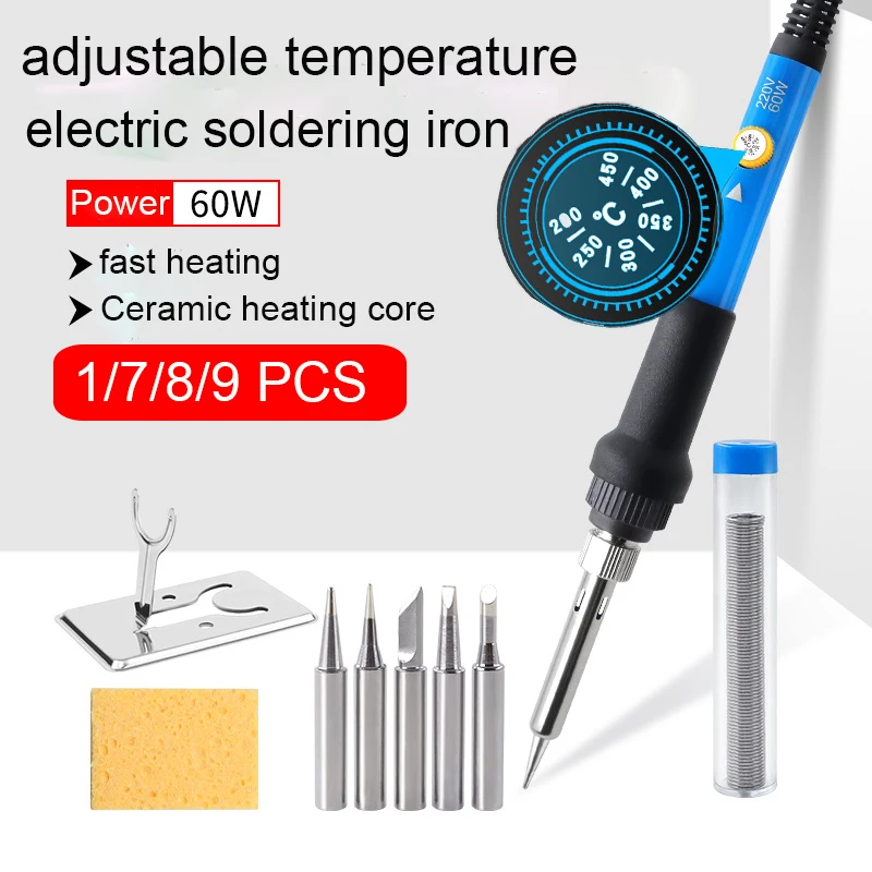 

Набор для пайки 1/7/8/9 шт., 60 Вт, с постоянной температурой, керамический, 200°C, для дома ° С-450 ° Паяльная станция с регулируемой температурой для самостоятельного ремонта