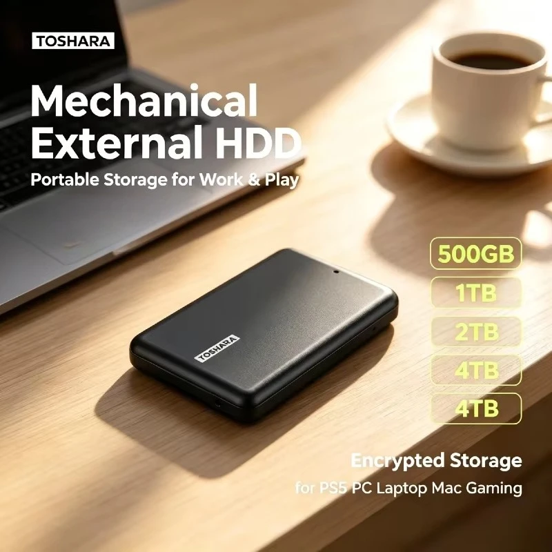 TOSHARA A5 Portable SSD 4TB 2TB 1TB 500GB PS5 Laptop Mac Effective Cooling Power Your Play 480MB/s Write 3D NAND Max
