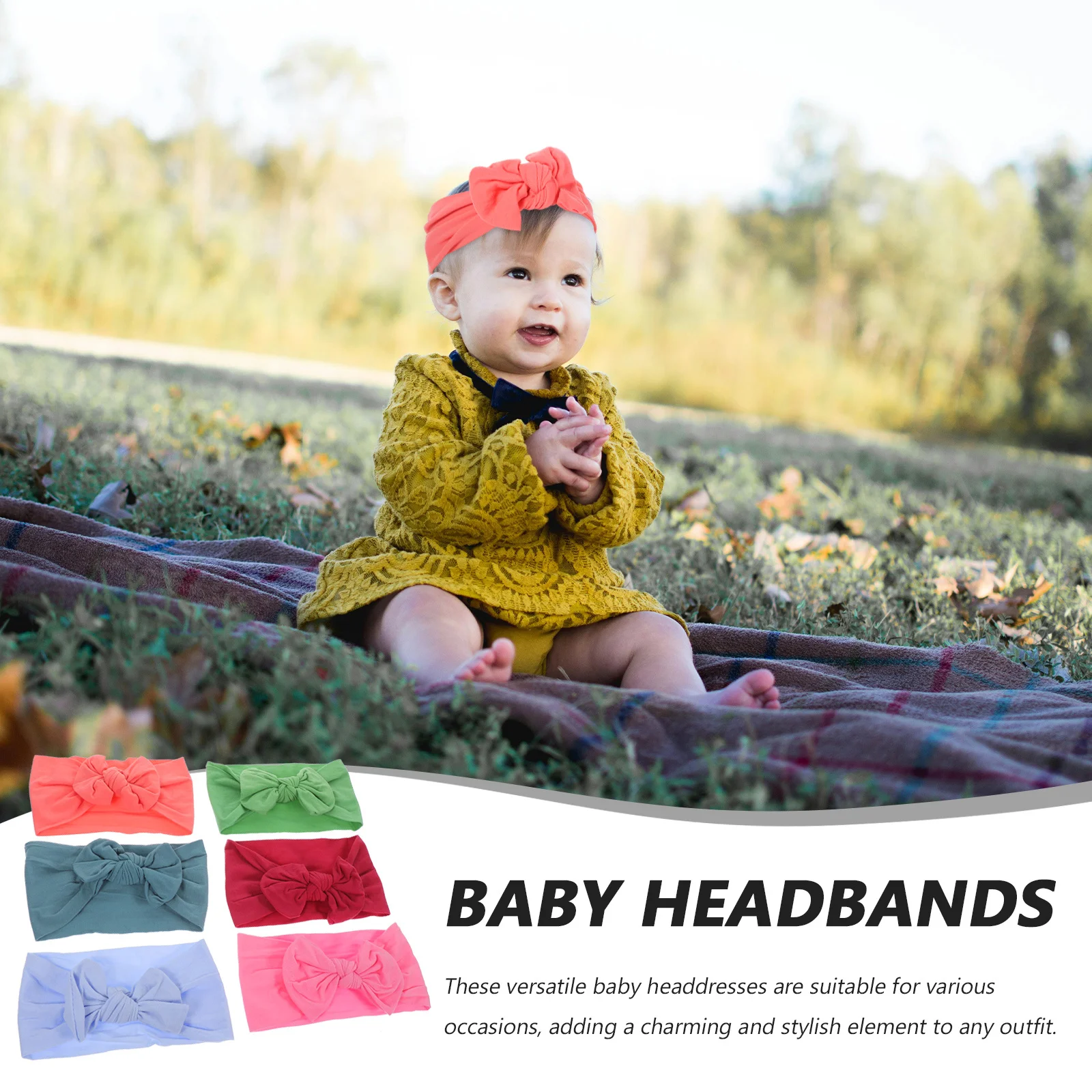 

6Pcs Cute Bow Headband Baby Girl Elastic Nylon Hairbands Toddler Infant Kids Christmas Birthday Photo Props Baby Headbands