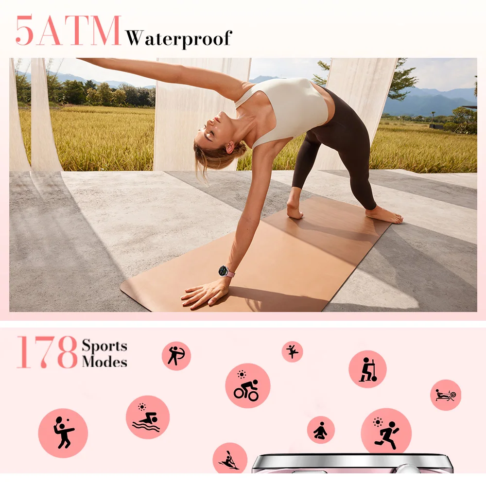 ساعة Kieslect Lora 3 الذكية مع اتصال بلوتوث، شاشة AMOLED مقاس 1.32 بوصة، مقاومة للماء 5ATM