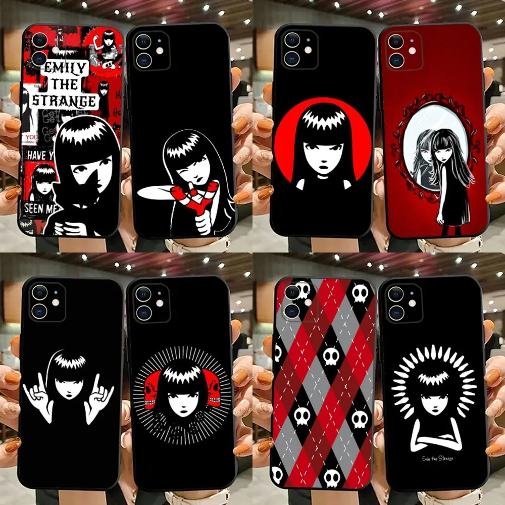 Comics Emily The Strange Phone Case For iPhone 15,14,13,12,11,Plus,Pro Max,XS,X,XR,SE,Mini,8,7 Soft Silicone Black Cover