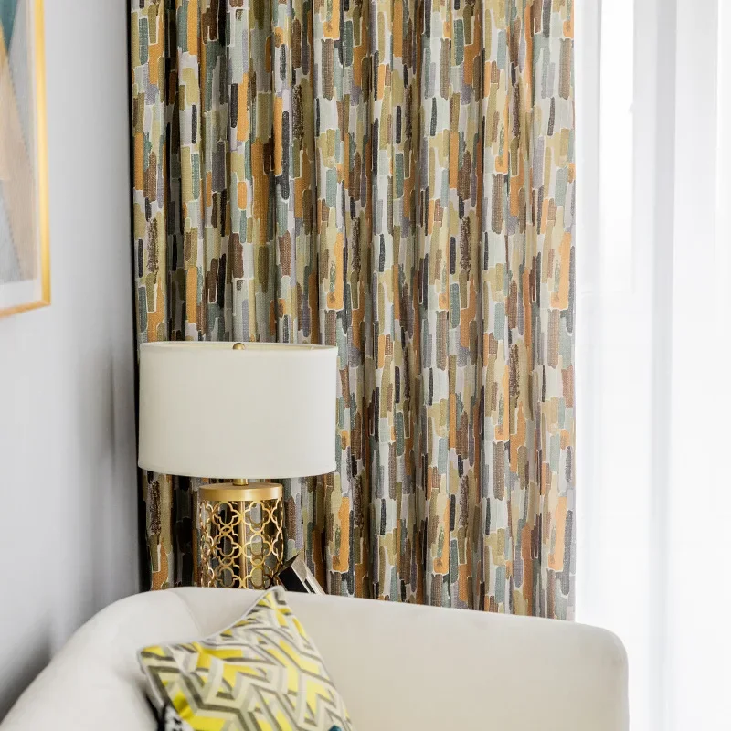 Printed Semi-blackout Custom Size Fresh Multi-color Polycotton Window Curtains for Living Dining Room Bedroom Study Hotel Home