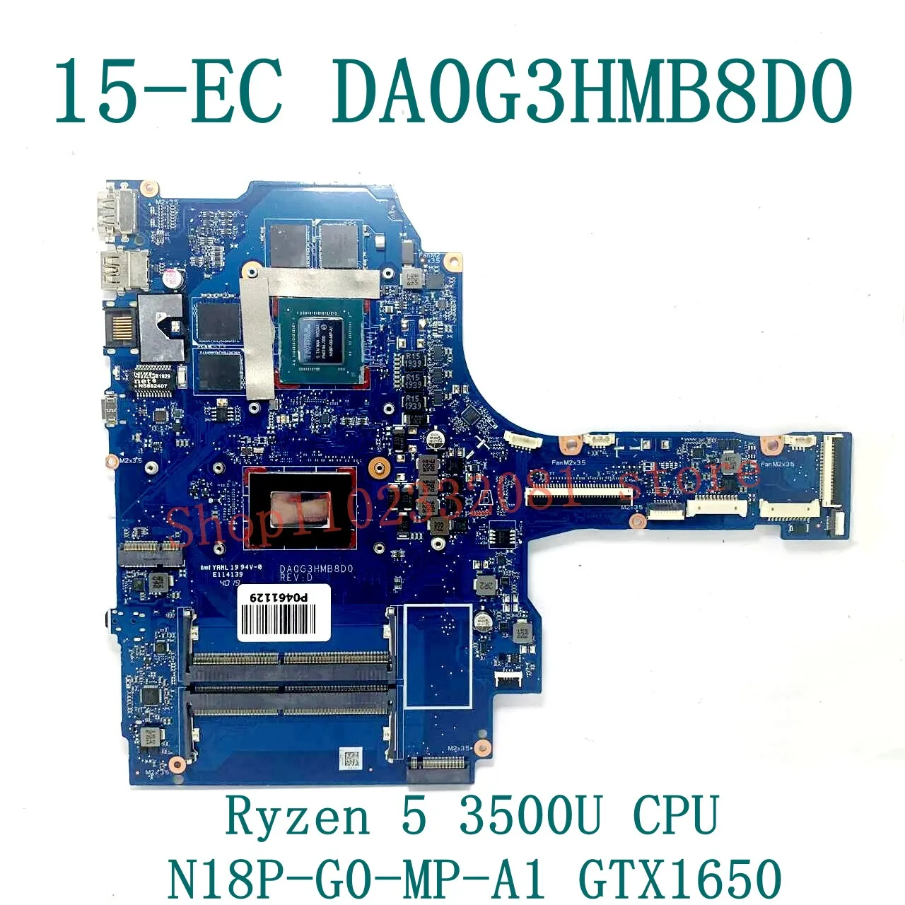 

DA0G3HMB8D0 для ноутбука HP Pavilion 15-EC 15Z-EC, материнская плата R5-3500 R7-3700H, процессор GTX1650 4G, графический процессор L71928-601 L71929 L77545 L77546