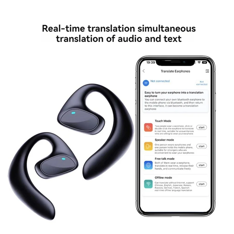 Excellent-Language Translation Earbuds Two-Way Real-Time Translation Language, Instant Voice Translation Business Learning