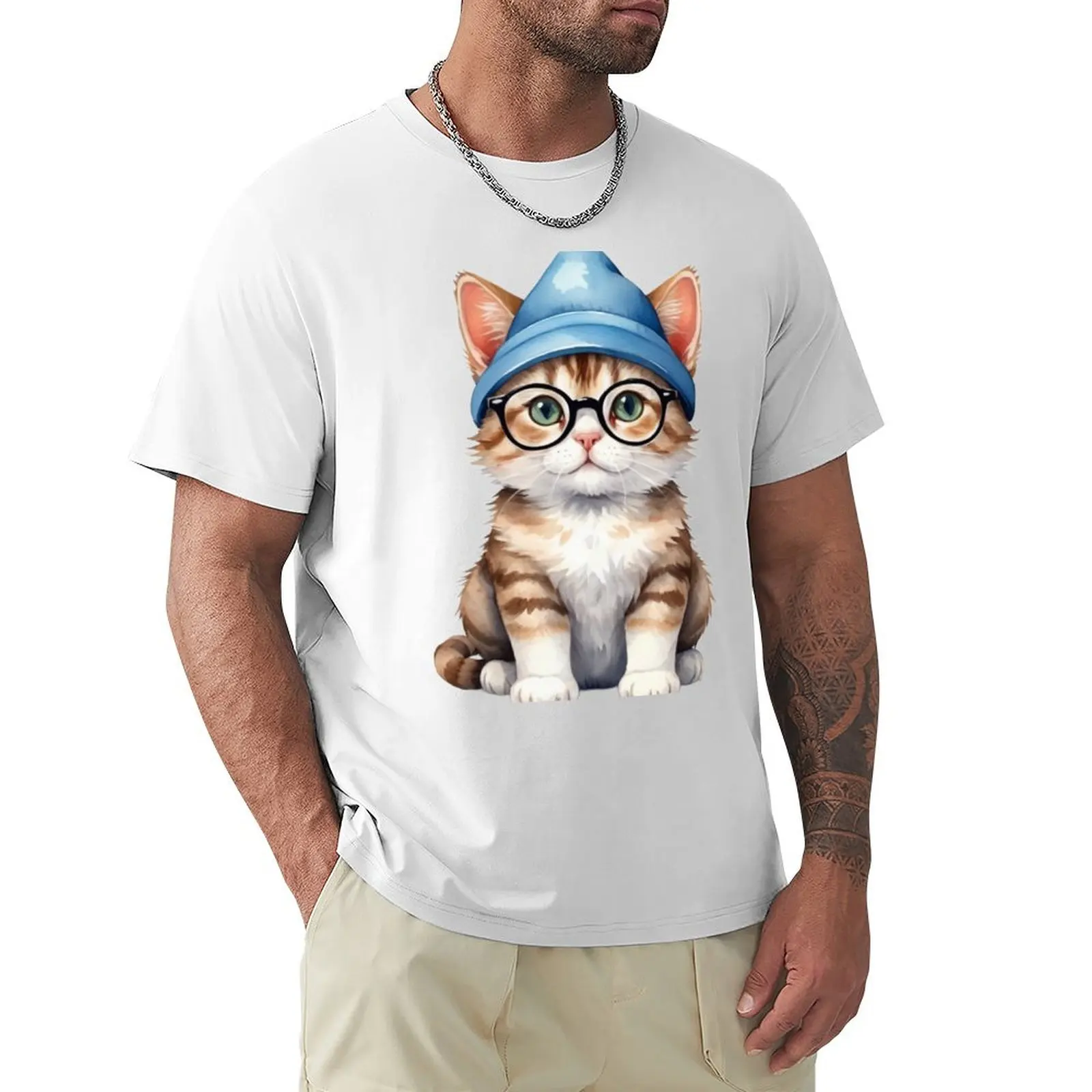 

Cute cat T-shirt animal prinfor boys aesthetic clothes fruit of the loom mens t shirts