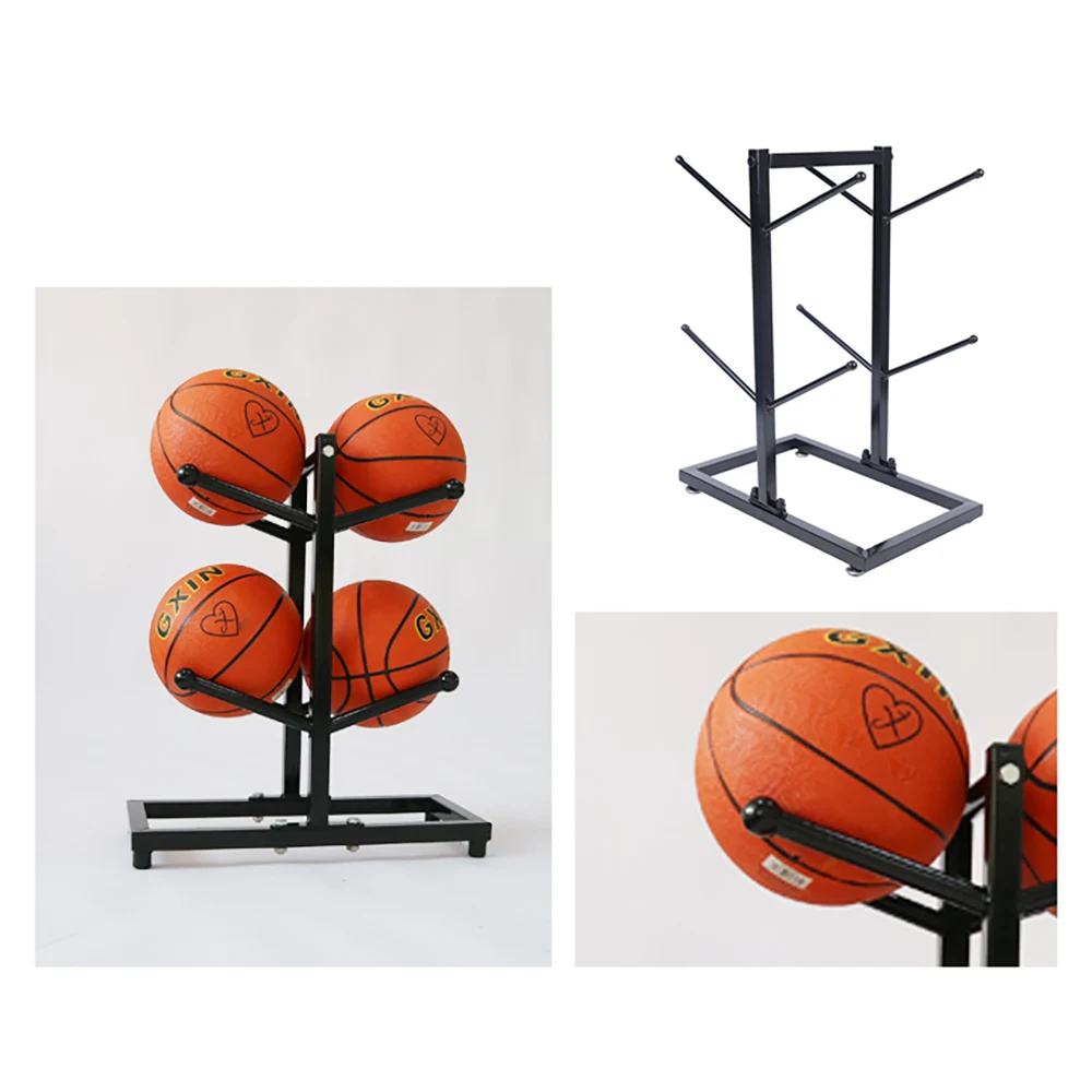 2-Layer/4-Layer Double-Sided/Single-Sided Basketball Organizers Metal Ball Storage Rack Sports Storage for Indoor