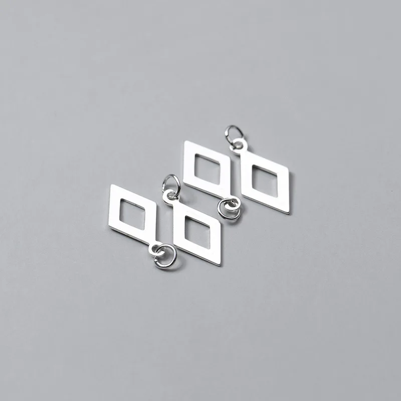 

100% Real Sterling 925 Silver Accaccessories Hollow Diamond Style Charm Pendant For Bracelets Necklaces Key Diy Material