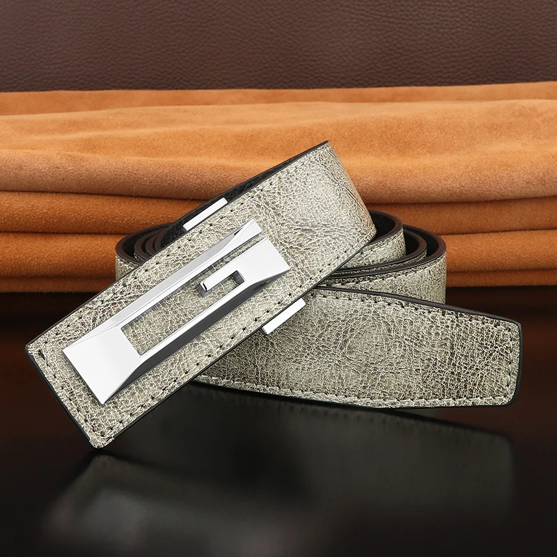 High quality G letter belts men slide buckle designer luxury famous brand cowhide young boys fancy jeans Waistband green B873