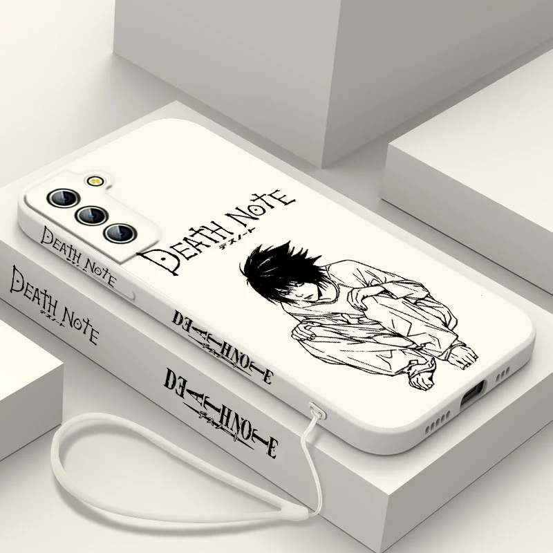 Death Note Yagami Light L Phone Case For Samsung Galaxy S24 S23 S22 S21 S20 Pro FE Plus Ultra Liquid Left Rope Cover