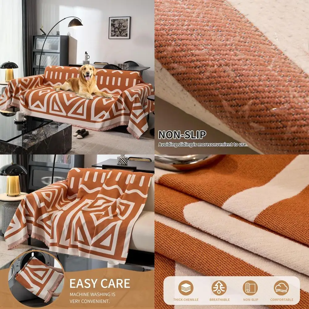 

boho non slip covers sofa covers for 3 cushion chenille dog pet couch protector washable anti-slip sectional couch cover tassels