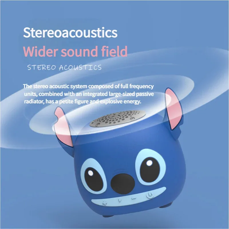 مكبرات صوت ديزني ستيتش الجديدة بلوتوث لاسلكية ثلاثية الأبعاد برأس غرزة مكبرات صوت مزدوجة HIFI ستيريو ثقيلة مناسبة، راديو Tf، Fm #3