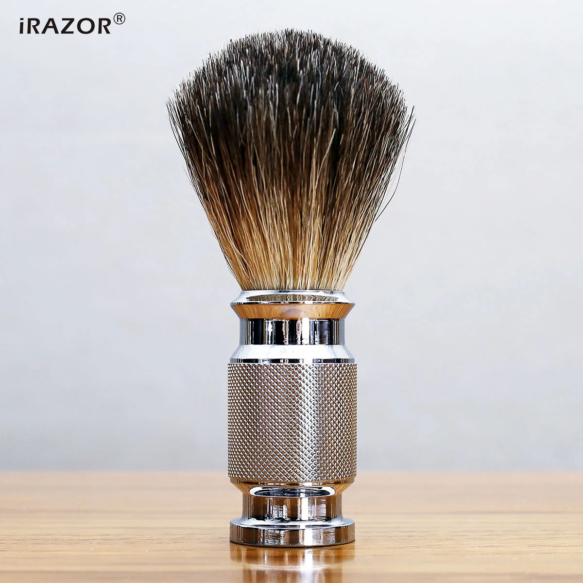 iRAZOR Honey Pure Badger Hair Pędzel do golenia Klasyczny, ręcznie wykonany uchwyt z litego aluminium Szczotka do czyszczenia Dobry prezent dla mężczyzn