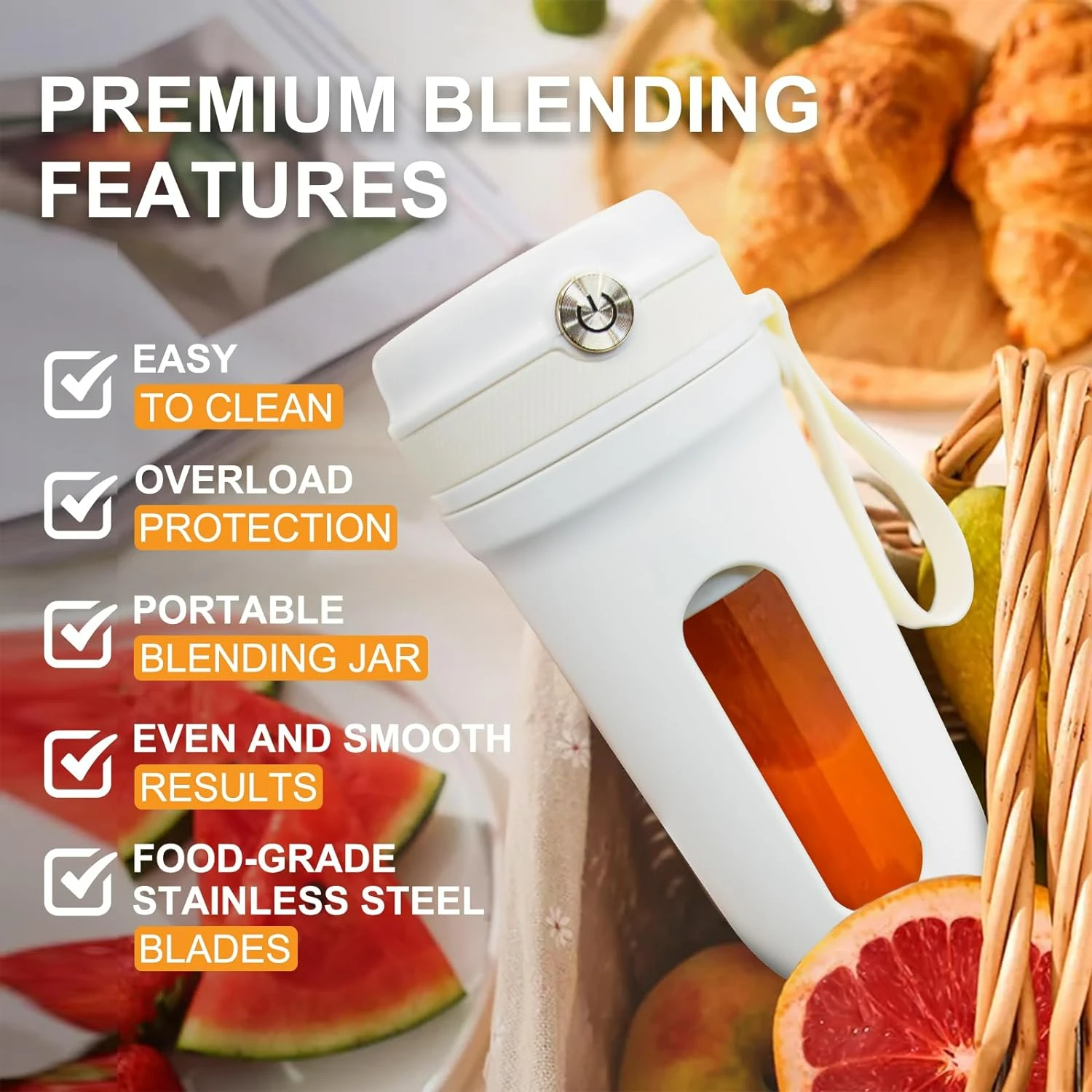 

Portable Personal Size Blender for Shakes and Smoothies with 10 Ultra Sharp Blades, BPA-Free 16 Oz Mini Blender Cup. Convenient