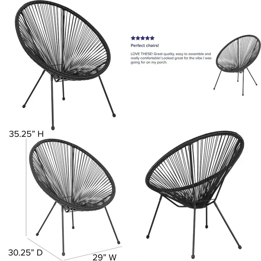 Sillón papasan ovalado negro colección valencia para relajación