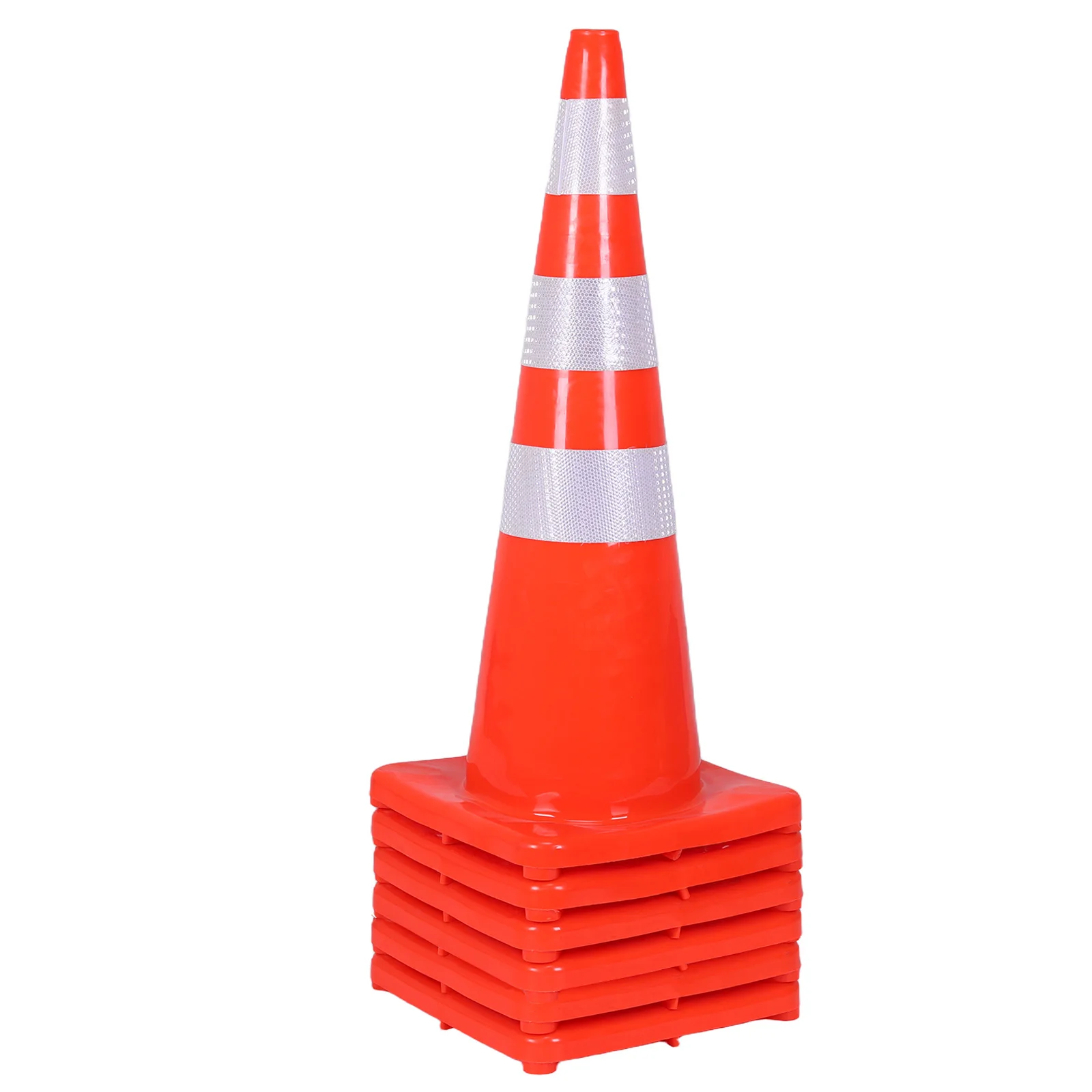 

35 Inch 6 Pack Parking Cones with Reflective Collars Plastic Safety Cones PVC for Traffic Control Driveways and Parking Lots
