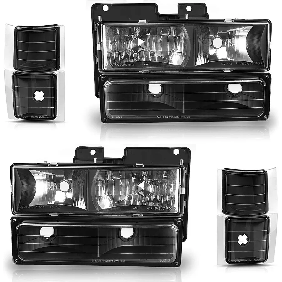 

Фары в сборе, совместимые с 19941999 Chevy Silverado Tahoe Suburban C K 1500 2500 3500 Сменные фары с отбойником