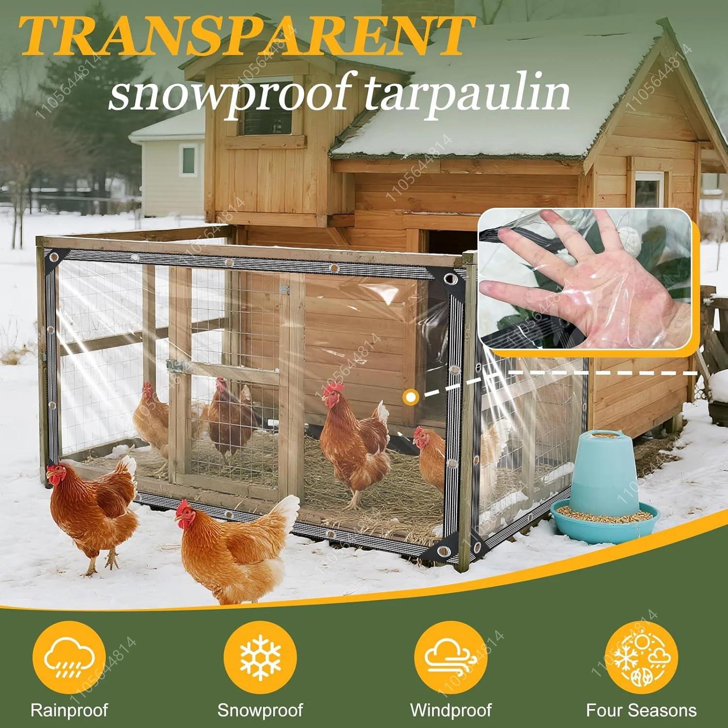 Transparent Waterproof Tarp Outdoor Rainproof Cover with Grommets