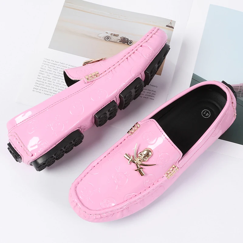 Men Quality Shoes Shine Skull  - Suede Loafers Men บทวิจารณ์และราคา