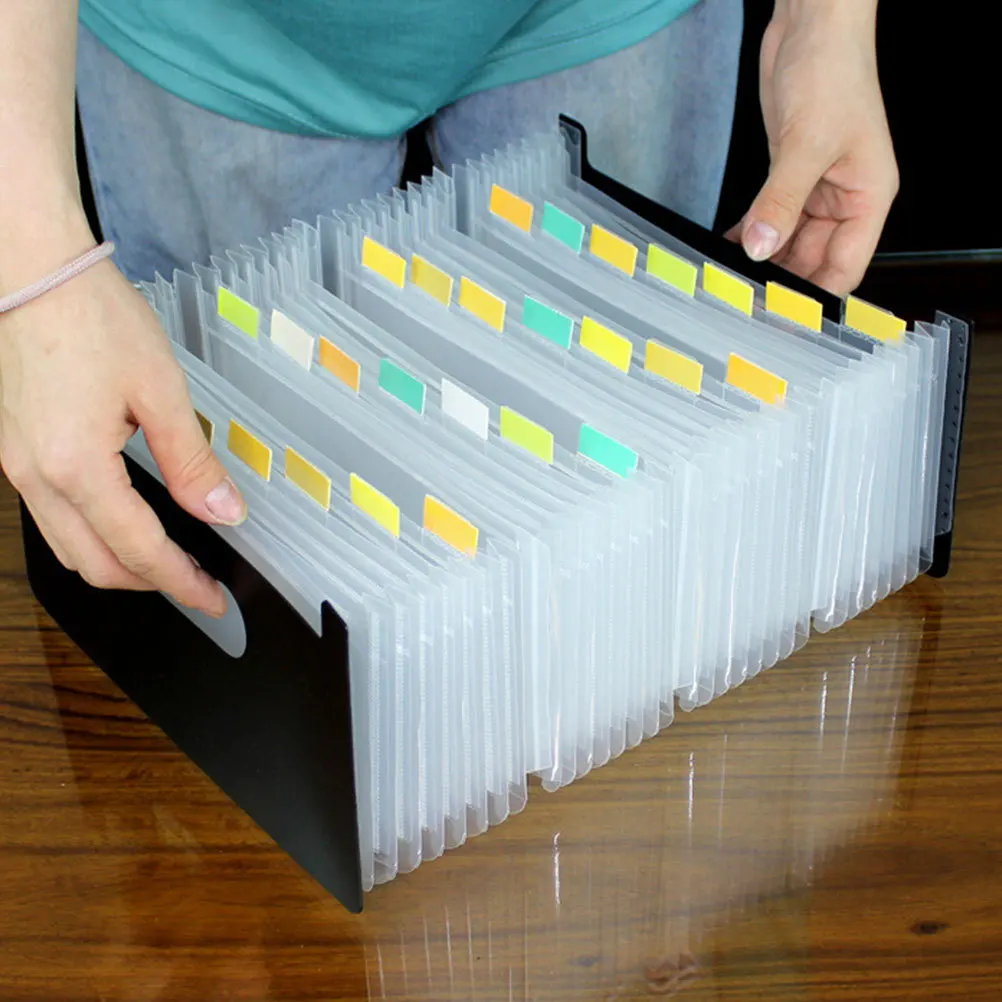 

Paper Organizer Folder Mini Accordion Bag Document Piano Style Portable Black Plastic Multi-layer
